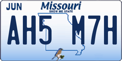 MO license plate AH5M7H