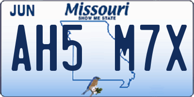 MO license plate AH5M7X
