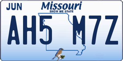 MO license plate AH5M7Z