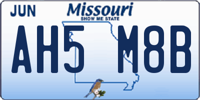 MO license plate AH5M8B
