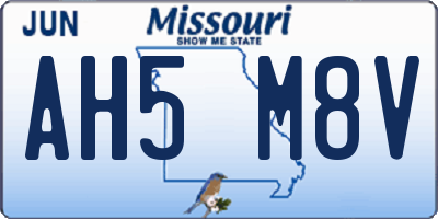 MO license plate AH5M8V