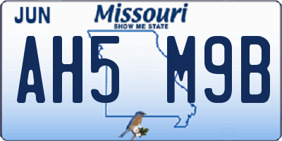 MO license plate AH5M9B