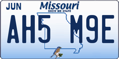 MO license plate AH5M9E