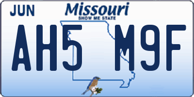 MO license plate AH5M9F