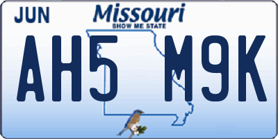 MO license plate AH5M9K