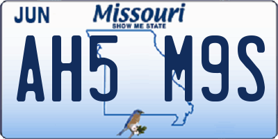 MO license plate AH5M9S