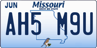 MO license plate AH5M9U