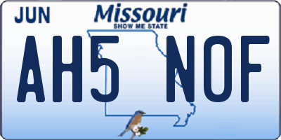 MO license plate AH5N0F