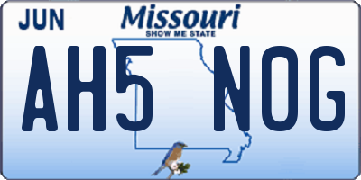 MO license plate AH5N0G