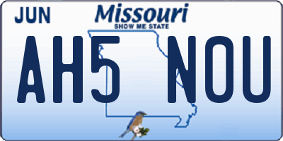 MO license plate AH5N0U