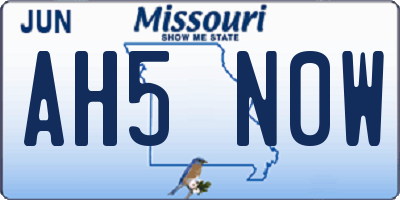 MO license plate AH5N0W
