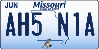 MO license plate AH5N1A