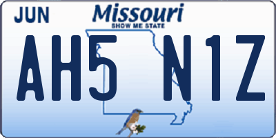 MO license plate AH5N1Z