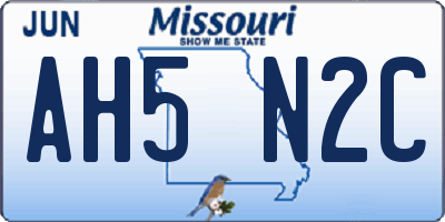 MO license plate AH5N2C