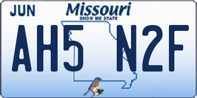 MO license plate AH5N2F