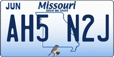 MO license plate AH5N2J