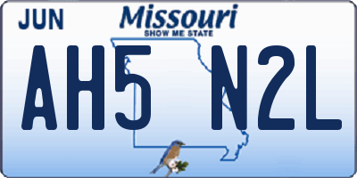 MO license plate AH5N2L
