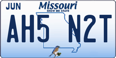 MO license plate AH5N2T