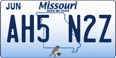 MO license plate AH5N2Z