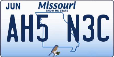 MO license plate AH5N3C