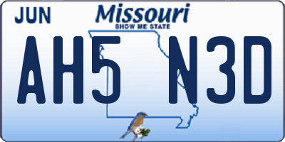 MO license plate AH5N3D