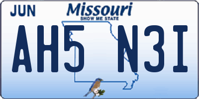 MO license plate AH5N3I