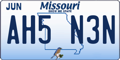 MO license plate AH5N3N