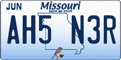 MO license plate AH5N3R