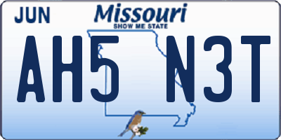 MO license plate AH5N3T