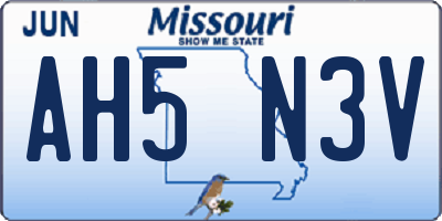 MO license plate AH5N3V