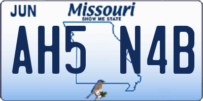 MO license plate AH5N4B
