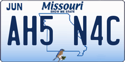 MO license plate AH5N4C