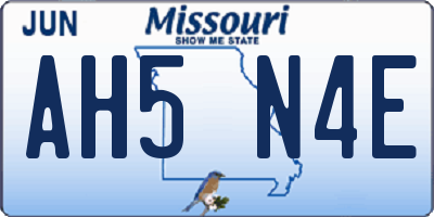 MO license plate AH5N4E