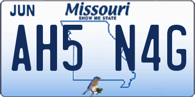 MO license plate AH5N4G