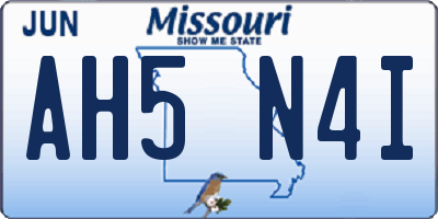 MO license plate AH5N4I