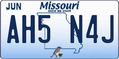 MO license plate AH5N4J