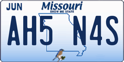 MO license plate AH5N4S