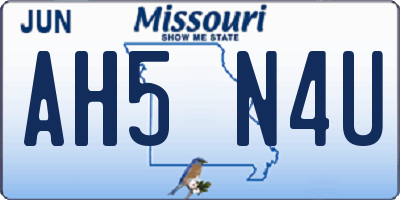 MO license plate AH5N4U