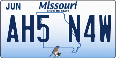 MO license plate AH5N4W