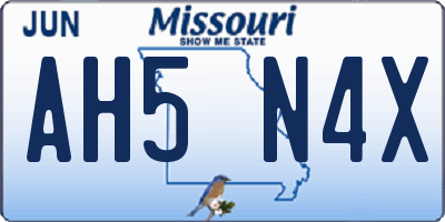 MO license plate AH5N4X