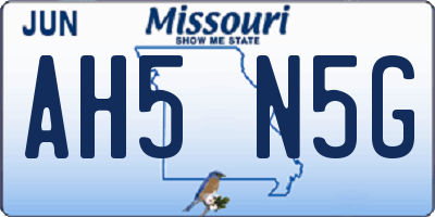 MO license plate AH5N5G