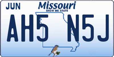 MO license plate AH5N5J