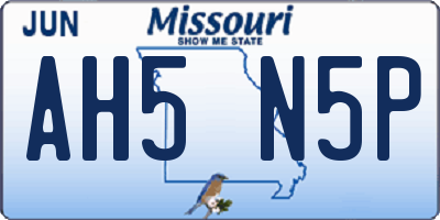 MO license plate AH5N5P