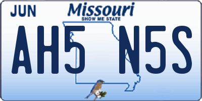 MO license plate AH5N5S