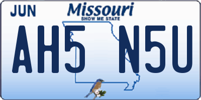 MO license plate AH5N5U