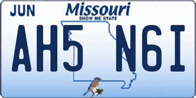 MO license plate AH5N6I