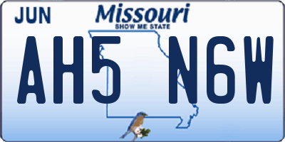 MO license plate AH5N6W