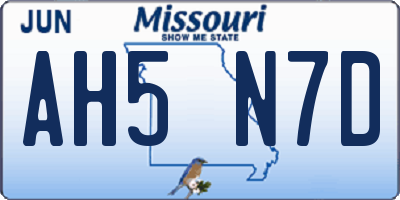 MO license plate AH5N7D