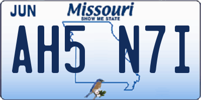 MO license plate AH5N7I