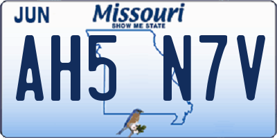 MO license plate AH5N7V